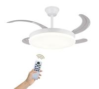 LUMIKING Ventilador de Techo con Luz LED 72W Retráctil y Silencioso - Lámpara con Aspas Plegables, 3 Tonos de Luz (3000-4000-6000K), 6 Velocidades, Memoria, Modo Verano Invierno, Ø108 cm