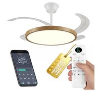 LUMIKING Ventilador de Techo con Luz LED Regulable y App | Motor DC Silencioso | 6 Velocidades | Tonalidad Ajustable 3000K-6500K | Mando a Distancia | Blanco o Madera | 3 Tamaños | Madera, 108 CM