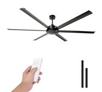 LUMIKING Ventilador de Techo Industrial - 305 CM Silencioso para Grandes Superficies - Ventiladores de 6 Aspas Grande Profesional de 60 W de Potencia con Bajo Consumo (Negro, 214 cm)