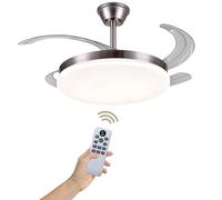 LUMIKING Ventilador de Techo Luz LED 72W Retráctil y Silencioso - Lámpara Ventilador Aspas Plegables con 3 Tonos de Luz (3000-4000-6000K) - 6 Velocidades, Memoria, Modo Verano Invierno, Ø108 cm