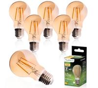 Lumiled Bombilla LED A60 E27, 6 W, 660 lm, 2000 K, ámbar 360°, repuesto para 50 W, luz extra cálida, iluminación de ambiente, vintage, no regulable, filamento decorativo retro para salón, restaurante