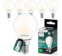 Lumiled Bombilla LED P45 E14, ultraeficiente, clase energética A, 2,2 W, 470 lm, repuesto de 40 W, 4000 K, filamento blanco neutro, forma de gota, ángulo de haz de 360°, no regulable, 6 unidades