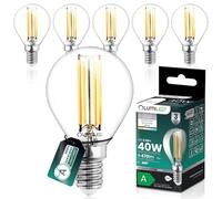 Lumiled Bombilla LED P45 E14, ultraeficiente, clase energética A, 2,2 W, 470 lm, repuesto de 40 W, 4000 K, blanco neutro, filamento de cristal transparente, forma de gota, ángulo de haz de 360°, no