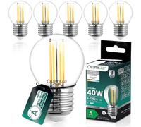 Lumiled Bombilla LED P45 E27, ultraeficiente, clase energética A, 2,2 W, 470 lm, repuesto de 40 W, 4000 K, blanco neutro, filamento de cristal transparente, forma de gota, ángulo de haz de 360°, no