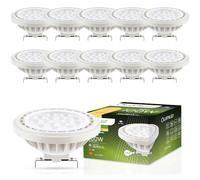 Lumiled Juego de 10 bombillas LED AR111 G53, tensión, 12 V CC/CA, 15 W (equivalente a 100 W), luz blanca cálida, 3000 K, ángulo de haz de 38 grados, blanco, 1521 lúmenes, Ra> 80