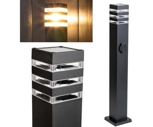 Lumiled® Lámpara de sendero exterior con enchufe, 80 cm, color negro, IP44, resistente a salpicaduras, lámpara de pie, lámpara de jardín, lámpara de pie, lámpara de jardín, columna de corriente