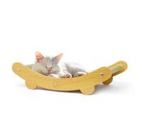 LUMIN TUTU 2 en 1 Rascador y cama para gatos, tabla rascadora para gatos, alfombrilla para rascar de lino con soporte de madera, duradera y reversible, 59 x 34 cm, cartón rascador para gatos, sin
