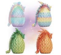 LUMIN TUTU Huevos de dragón 4 unidades, huevos de dragón impresos en 3D con dragón y alas, juguete de fantasía para niños, Pascua y regalos sorpresa