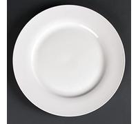 Lumina Fine China cd625 borde ancho platos redondos, color blanco (Pack de 4)