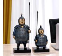 LuminaCreek Estatua Decorativa for el hogar, Estatua de Guerreros de Terracota, Escultura de Soldados de la Guardia de Lanza, Figura artística del Caballero Qin, Caballo de Guerra(2pcs)