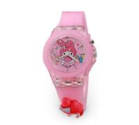 LuminaLux Reloj analógico de cuarzo para niñas, correa de silicona colorida, regalo para niñas de 3 a 10 años, brillante, 3D, luz LED intermitente, My Melody, rosa, empaquetado en caja