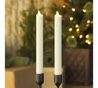 Luminara Juego de 2 dilatadores de vela sin llama de goteo de cera blanca (1 x 9.5 pulgadas), vela LED de llama móvil sin perfume cera real con función de temporizador goteado, mesa, chimenea,