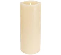 Luminara Vela LED con Llama móvil Realista (6.25"x15") Borde derretido Acabado Liso Gran Pilar de Cera Real, sin Perfume - Marfil