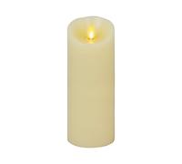 Luminara Vela LED realista en movimiento con borde festoneado, acabado liso, pilar de cera real, sin perfume, marfil (3.5 x 8.7 pulgadas)