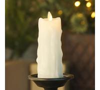 Luminara Vela LED sin llama de goteo de cera pesada, color blanco, 2.5 x 6.5 pulgadas, función de temporizador, pilar de cera real, funciona con pilas, seguro sin perfume, larga duración