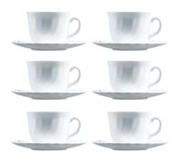 Juego de Tazas con Platos Luminarc Trianon (6 pcs) Blanco Vidrio 220 ml 6 Piezas