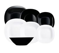 Luminarc Carine Moderne - Vajillas combinadas, Vidrio sodo, Blanco y Negro, 19 Piezas