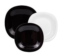 Luminarc Carine Servicio de Mesa, Forma Cuadrada, Vidrio, Blanco/Negro, 18 Piezas