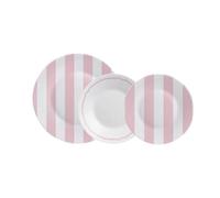 Luminarc Grace Vajilla de Vidrio Opal Rosa, 18 Piezas, 6 Personas | Opal decorado, platos llanos de 25 cm, hondos de 20 cm y de postre de 19 cm, apta para lavavajillas