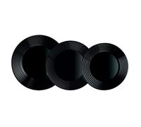 Luminarc Harena Negro Vajilla Opal 18 Piezas-6 Personas Sodo Apto Microondas Apto Frigorífico Reciclable