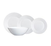 Luminarc Harena Vajilla Opal 19 Piezas-6 Personas Blanco | Blanco, diseño redondo, acabado brillo, fabricada en Francia, apta para microondas y frigorífico