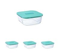 Luminarc Joy Recipiente Hermético Vidrio 17x17x7cm - 110cl Sodo Apto Microondas (Paquete de 4)