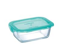 Luminarc Keep'n'Box - Recipiente rectangular de vidrio con tapa, Transparente y Verde, 82 cl
