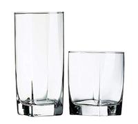 Luminarc N7336 8 8 - Juego de vasos (16 piezas, 8 - 16 oz enfriadores y 8 - 13 oz doble moda antigua, cristal), transparente