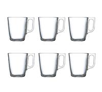 Luminarc Nuevo Set 6 Tazas Desayuno Mugs café de Vidrio para microondas 25cl, Negro