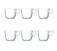 Luminarc Nuevo Set de Tazas de Vidrio, Desayuno para café, aptas para microondas, 22 cl, Juego de 6 Unidades, Transparente