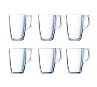 Luminarc Nuevo Set 6 Tazas Desayuno Mugs café de Vidrio para microondas 32cl, Negro
