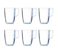 Luminarc Nuevo Set 6 Tazas Desayuno Mugs café de Vidrio para microondas 40cl, Negro