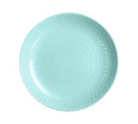 Luminarc Plato llano Pampille de vidrio opal 25 cm | Turquesa, Vidrio opal, formato redondo, acabado con relieve, 25 cm, apilable, apto para microondas, apto para frigorífico