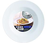 12 Piezas Luminarc Plato De Pasta "Friends Time" Blanco Redondo Servicio Sopa