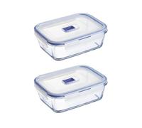 Luminarc Pure Box Active 2 Recipiente Rectangular Hermético Vidri Set 2 Piezas 122cl Opal Apto Microondas Apto Frigorífico Reciclable