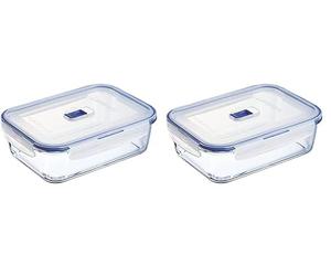 Luminarc Pure Box Active Recipiente Rectangular Hermético Vidrio 22x16cm - 197cl Bicolor (Paquete de 2)