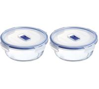 Luminarc Pure Box Active Recipiente Redondo Hermético Vidrio 15x7x6,6cm - 92cl Sodo Apto Microondas Apto Frigorífico Reciclable (Paquete de 2)