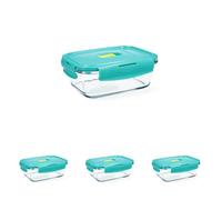 Luminarc Pure Box Holy Recipiente Rectangular Hermético Vidrio 16x11x7cm - 82cl Sodo Apto Microondas 100% Hermético (Paquete de 4)