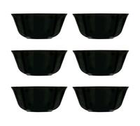 Luminarc Set de 6 boles Carine de vidrio opal 12 cm | Negro, Vidrio opal, forma cónica, acabado brillo, 12 cm, 6 piezas, apto para microondas, apto para frigorífico