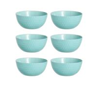 Luminarc Set de 6 boles Pampille de vidrio opal 13 cm | Turquesa, Vidrio opal, forma redonda, acabado con relieve, 13 cm, 6 piezas, apilable, apto para microondas