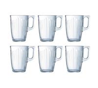 Luminarc Set de 6 mugs Grand Central de vidrio 32 cl | Transparente, Vidrio, formato alto, acabado brillo, 32 cl, 6 piezas, apto para microondas, apto para frigorífico