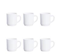 Luminarc Set de 6 mugs Zelie de vidrio opal 29 lanco, Vidrio opal, forma redonda, acabado brillo, 29 cl, 6 piezas, apilable, apto para microondas, apto para frigorífico