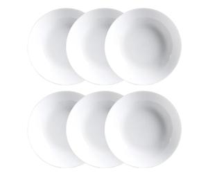 Luminarc Set de 6 platos hondos Diwali de vidrio opal 20 cm | Blanco, Vidrio opal, formato redondo, acabado brillo, 20 cm, 6 piezas, apto para microondas, apto para frigorífico