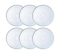Luminarc Set de 6 platos hondos Pampille Clear de vidrio 20 cm | Transparente, Vidrio, formato redondo, acabado con relieve, 20 cm, 6 piezas, apilable, apto para microondas, fácil de limpiar