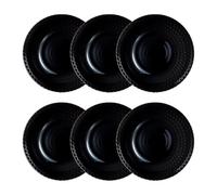 Luminarc Set de 6 platos hondos Pampille de vidrio 20 cm | Negro, Vidrio, formato redondo, acabado con relieve, 20 cm, 6 piezas, apilable, apto para microondas, apto para frigorífico