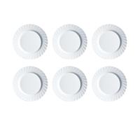 Luminarc Set de 6 platos llanos Trianon de vidrio opal 24,5 cm | Blanco, Vidrio opal, formato redondo, acabado brillo, 24,5 cm, 6 piezas, apilable, apto para microondas, fácil de limpiar