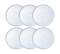 Luminarc Set de 6 platos postre Pampille Clear de vidrio 19 cm | Transparente, Vidrio, formato redondo, acabado con relieve, 19 cm, 6 piezas, apilable, apto para microondas, fácil de limpiar