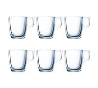 Luminarc Set de 6 Tazas Vidrio Nuevo 9cl | Transparente, Sodo, forma con asa, acabado brillo, 9cl