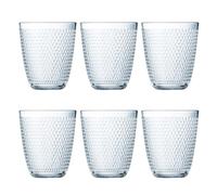 Luminarc Set de 6 vasos altos Concepto Pampille de vidrio 31 cl | Transparente, Vidrio, formato alto, acabado con relieve, 6 piezas
