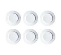 LUMINARC TRIANON 6 Plato Llano Opal 24,5CM Blanco Brillo Fabricado en Francia Reciclable Blanco
